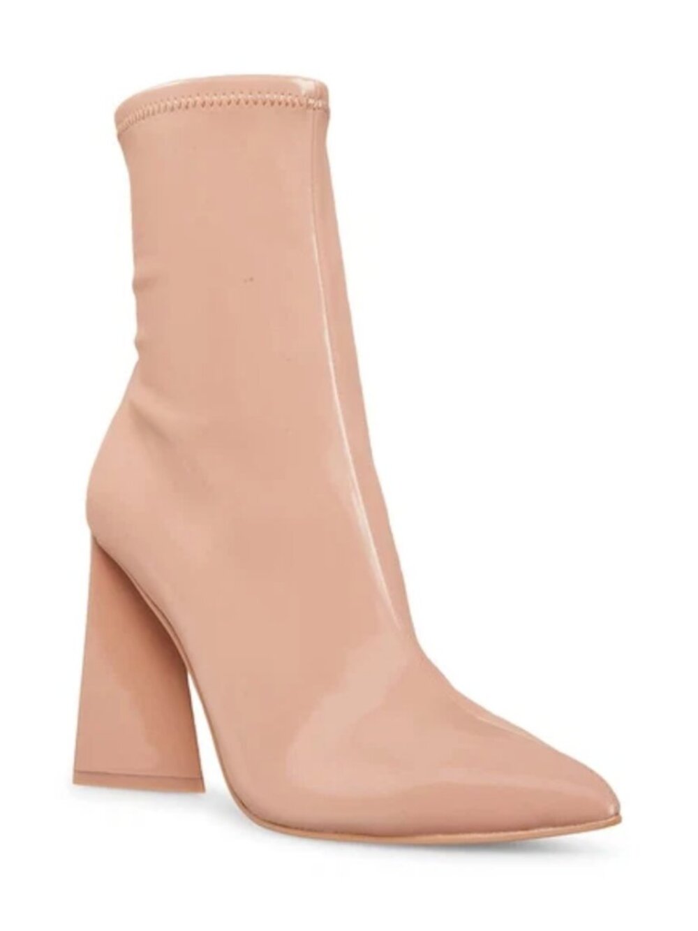steve madden Kira heeled block boots zip Blush Nude pointy toe ankle Tan ticker